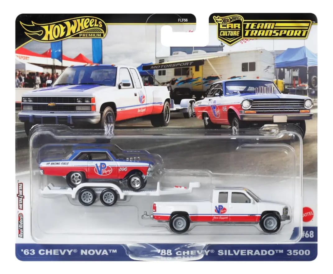 Hot Wheels Premium Car Culture Transporter 63 Chevy New & 8