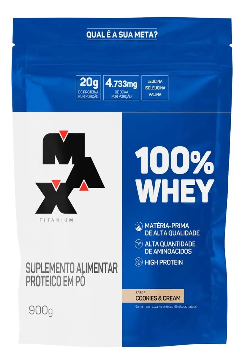 Whey Protein Max Titanium 100% Whey Refil 900G - Sabor Cookies