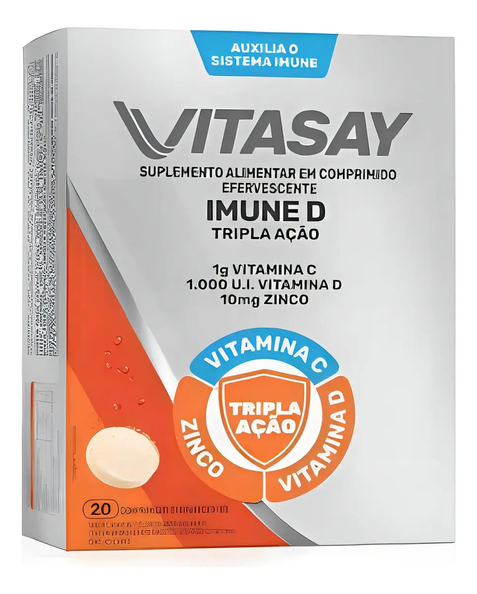 Suplemento Alimentar Vitasay Imune D Tripla Ação 20 Compr. Sabor Laranja