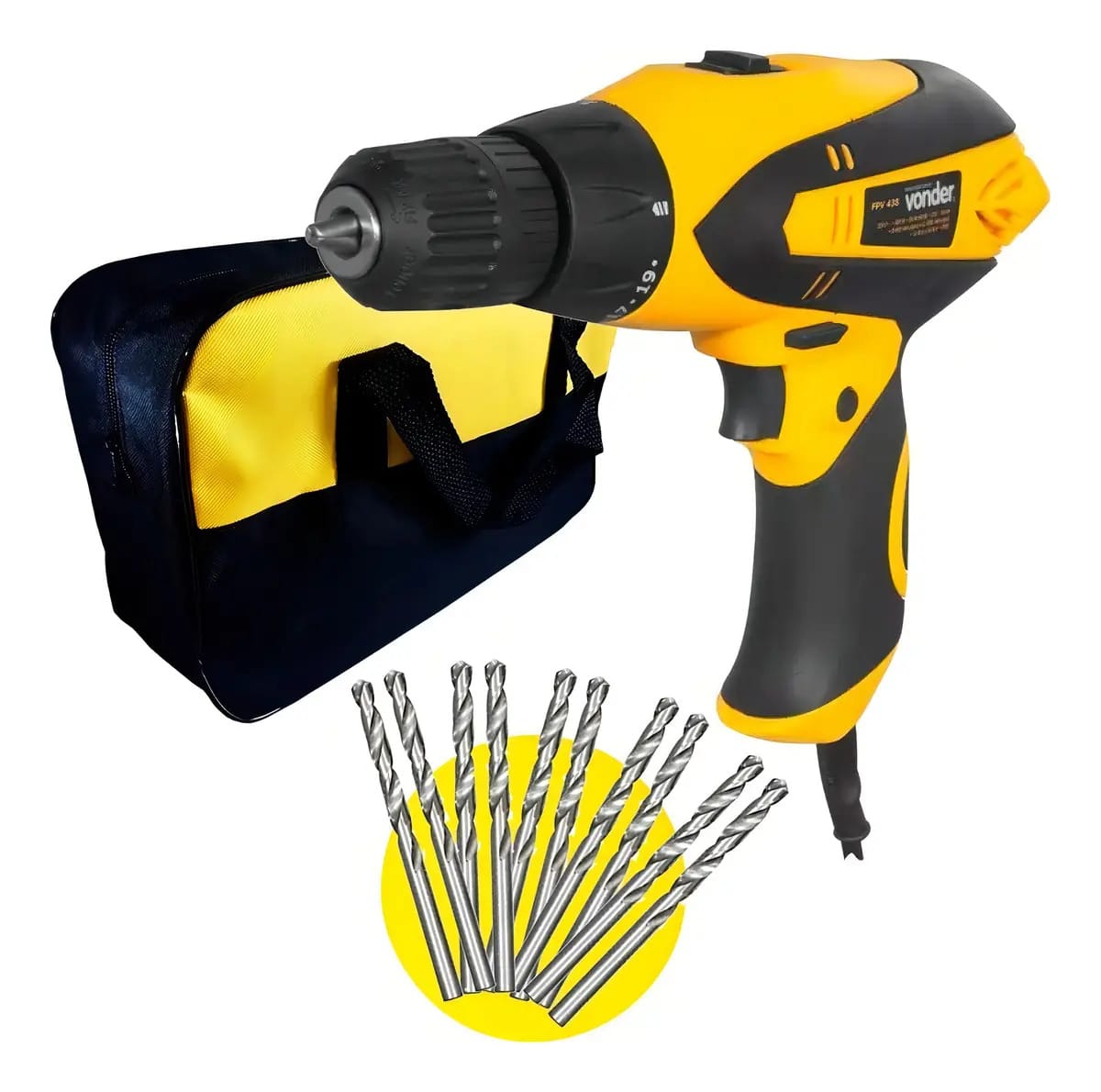 Furadeira Parafusadeira 3/8 400w Fpv438 Vonder + Kit E Bolsa