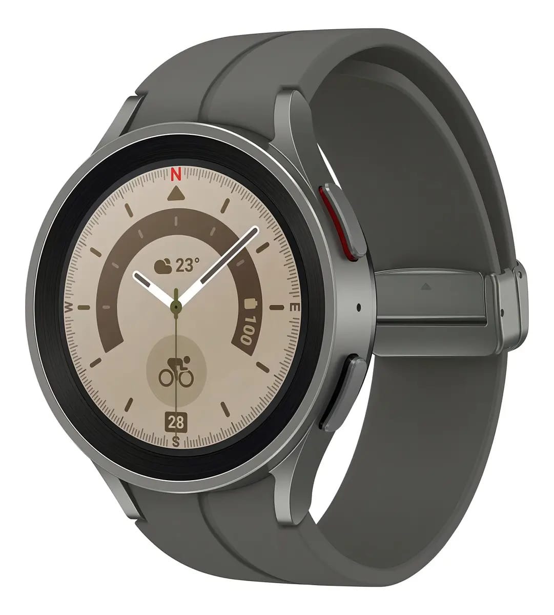 Capa para Samsung Galaxy Watch 5 Pro R920 45 mm cinza titânio, cor preta, pulseira de titânio, cor preta, moldura de titânio, cor preta, titânio