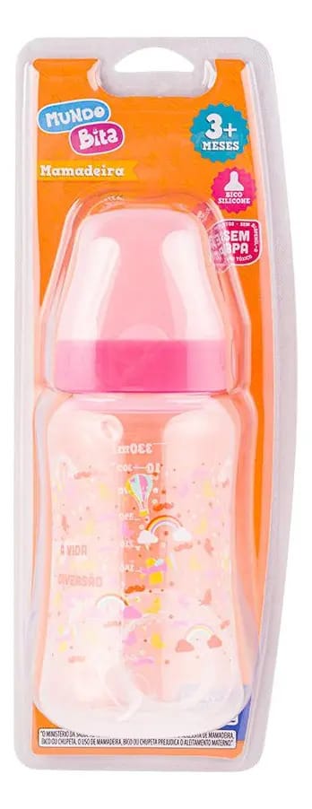 Mamadeira Lolly Mundo Bita Rosa 330ml