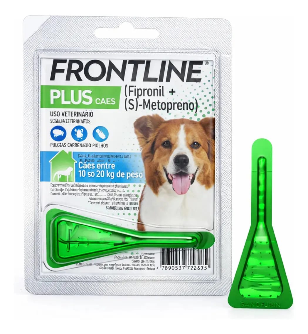 Frontline Plus Pipeta Cães Cachorro Pulgas Carrapatos Piolhos 10 A 20kg