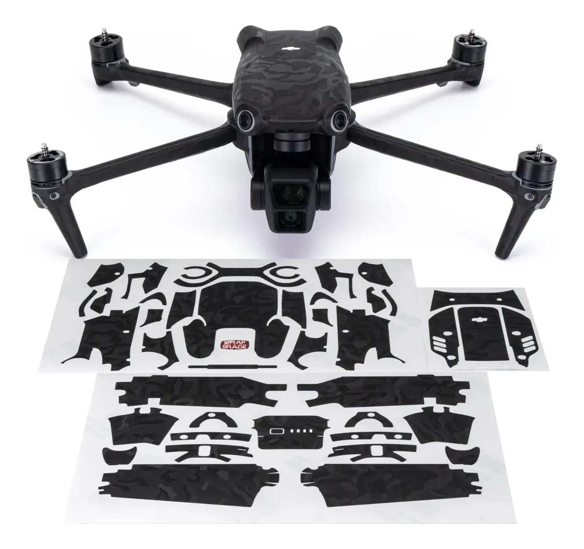 Adesivos de couro Wrapgrade compatíveis com Dji Air 3 | Env. Cor: Preto, Bumpy Camo