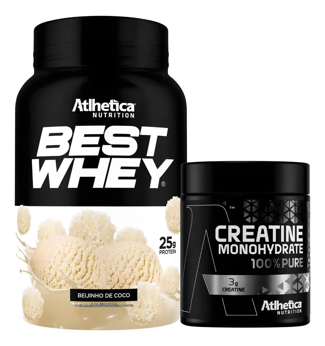Kit Whey Isolado Gourmet Beijinho 900g Creatina - Atlhetica Sabor Sem Sabor