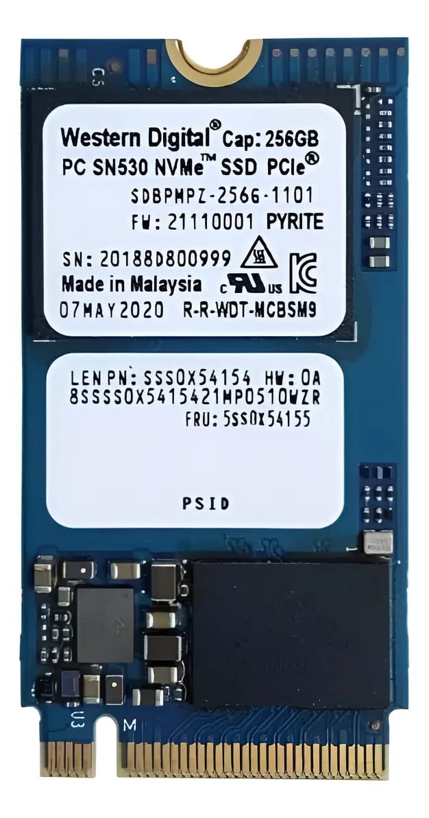 Disco sólido azul Western Digital SSD 256gb M2 2242 Sn530 Nvme Oem
