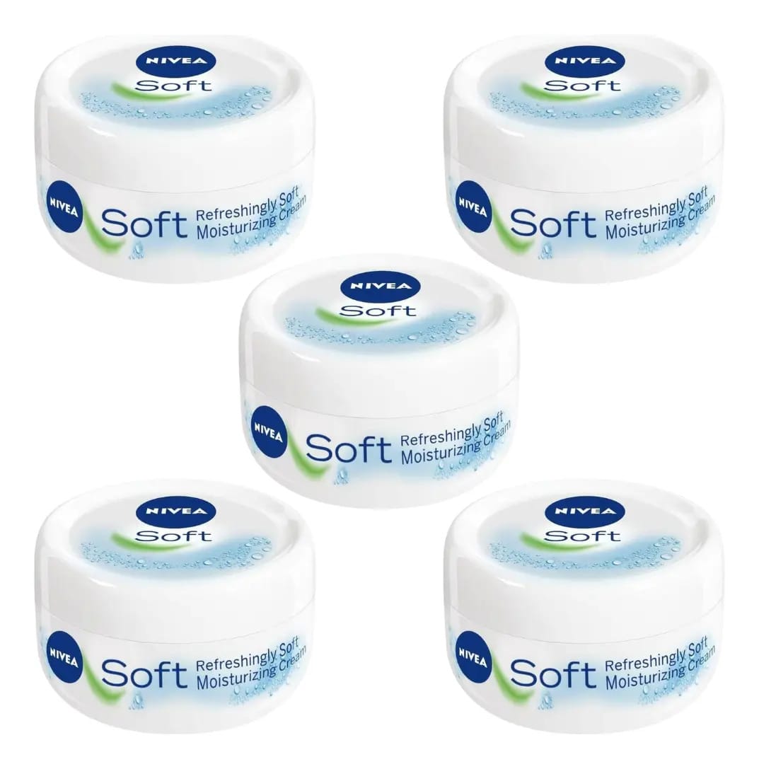 Kit 5 Nivea Soft Creme Hidratante Pote 200ml/197g Atacado Suave