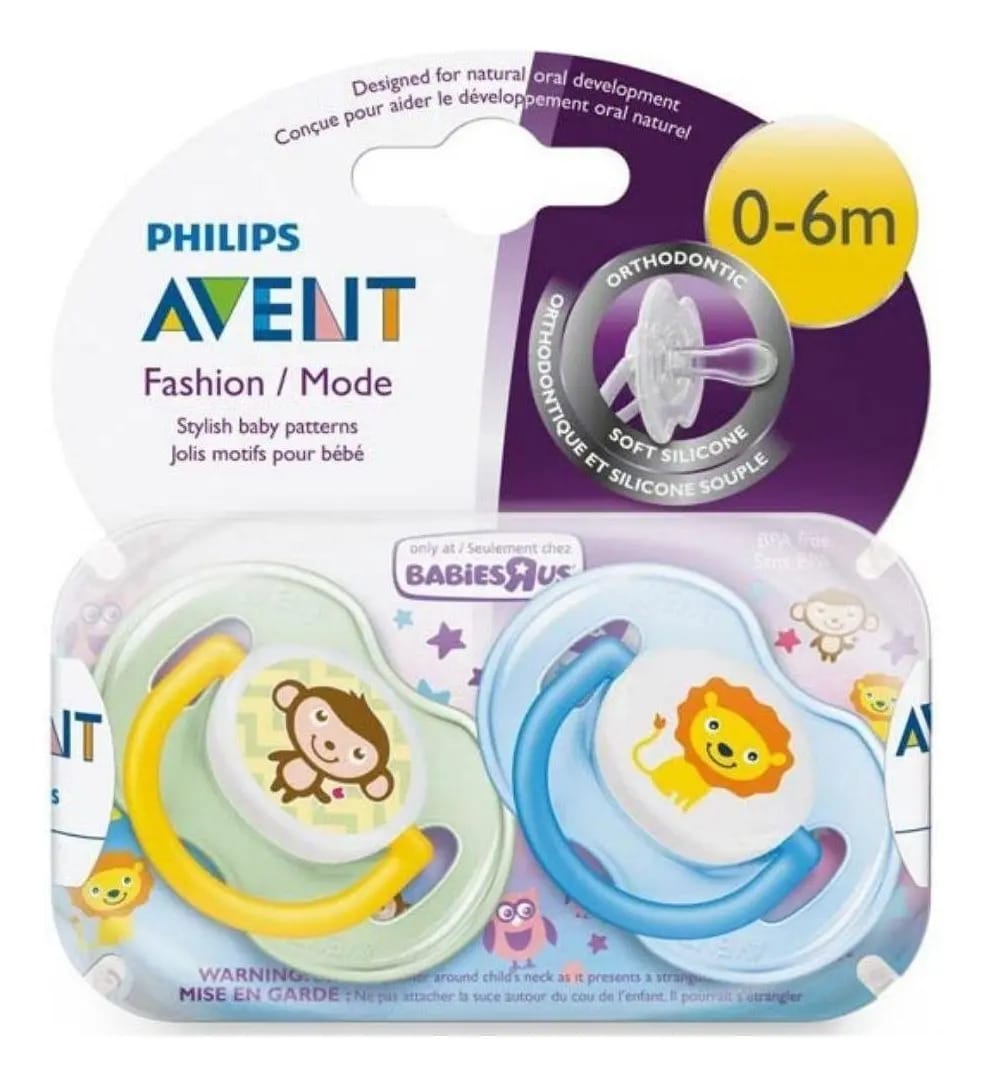 Chupeta Freeflow Macaco E Leão Dupla 0-6m Philips Avent