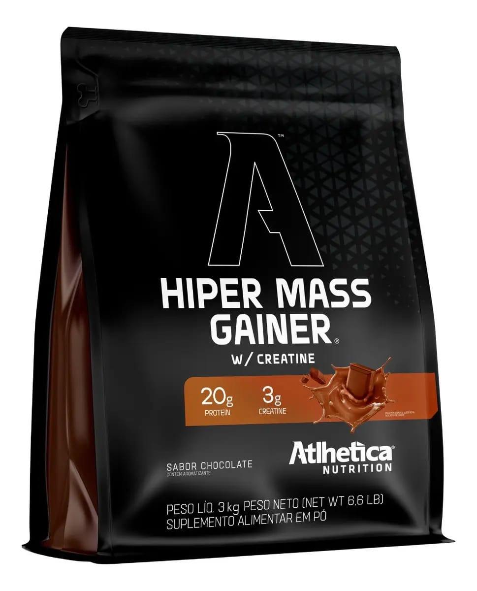 Hipercalórico 3kg + Creatina Hiper Mass Gainer - Atlhetica Sabor Chocolate