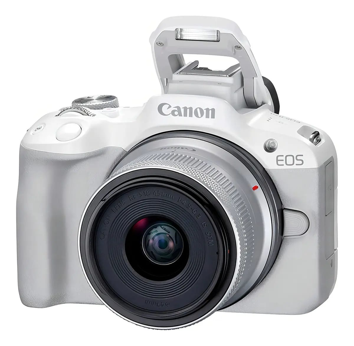 Câmera Branca Canon Eos R50 Lente Branca Rfstm De 18-45mm Branco