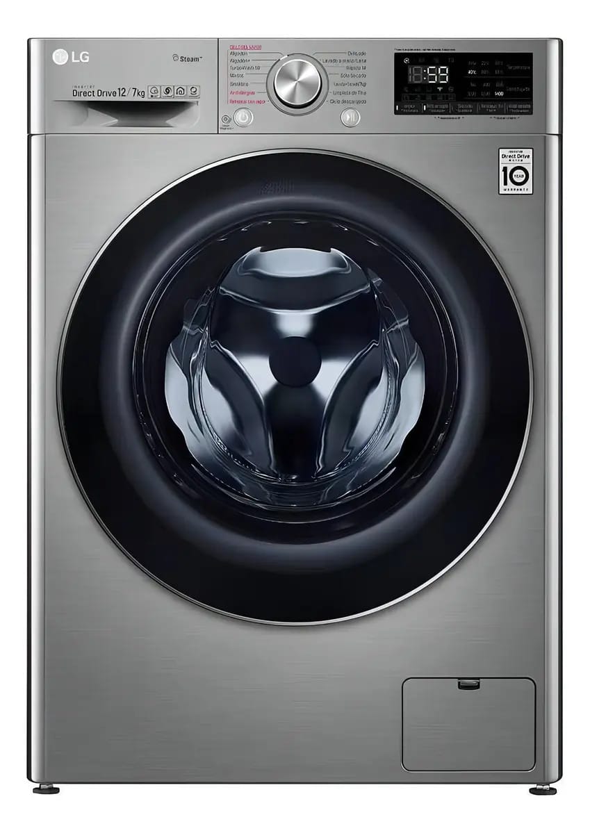 LG WD12VVC3S6C, inversor, lavadora automática de aço, 12 kg