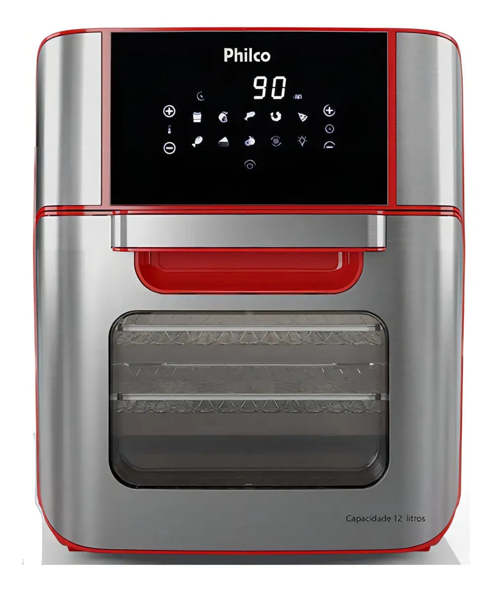 Fritadeira Air Fryer Oven Philco 12l 1800w Pfr2250v - Cor Vermelho e Inox