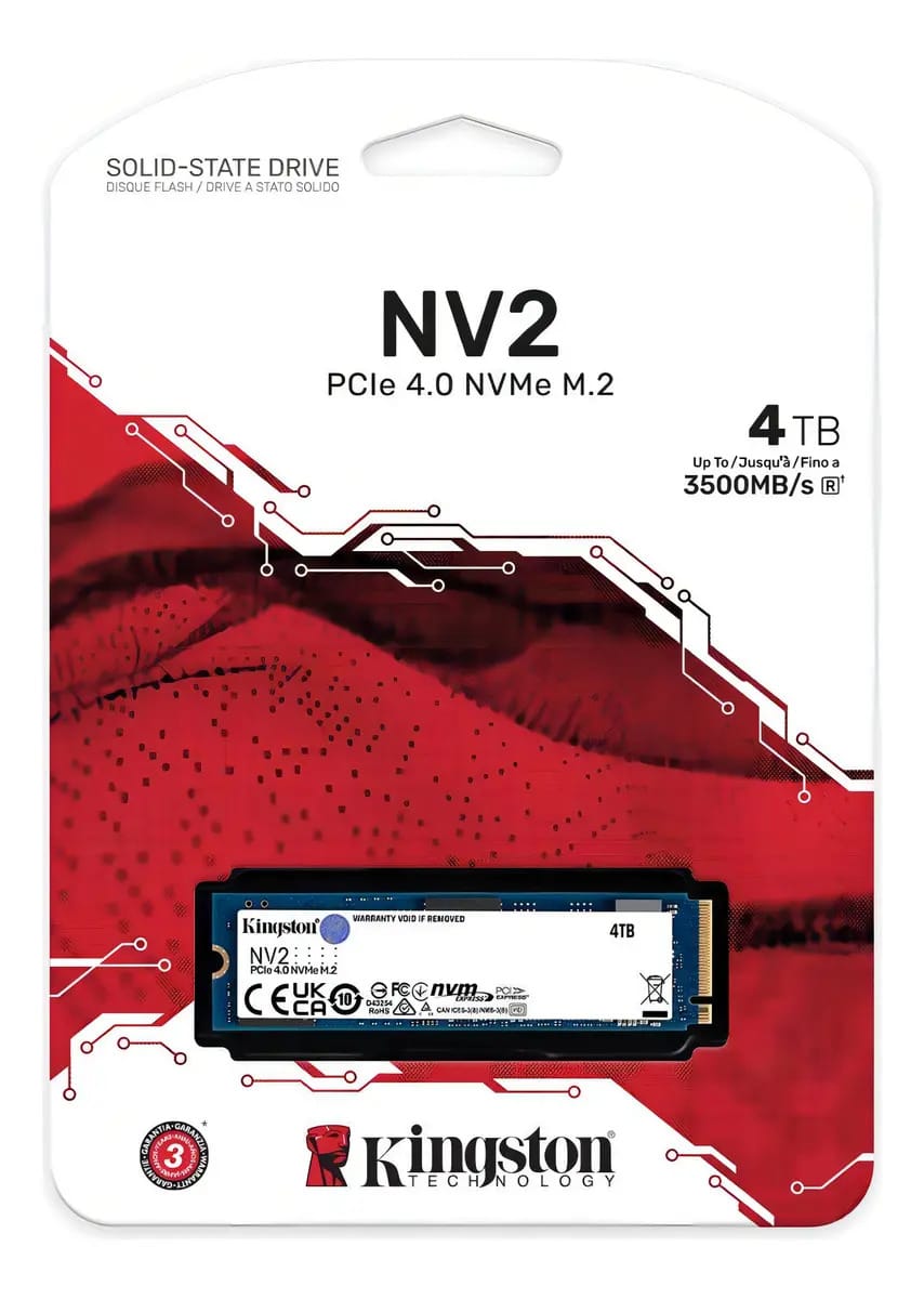 Unidade de estado sólido Kingston Nv2 3500/2800MB/s de 4 TB, cor azul