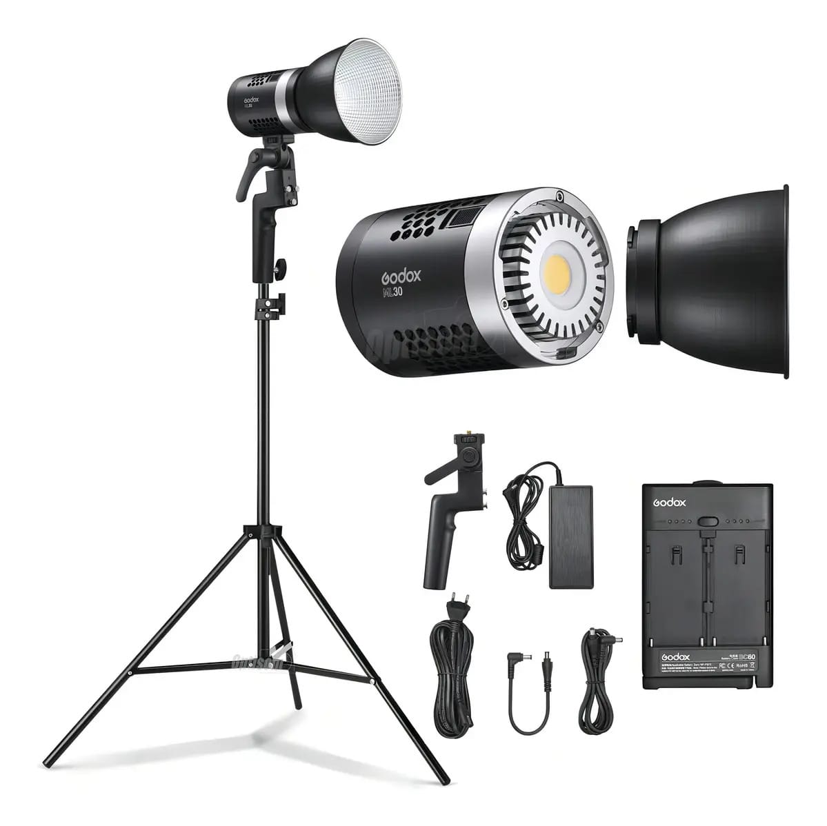 Iluminador Led Luz Fria Godox Ml30 Com Tripé 2m Para Videos Cor Da Estrutura Preto Cor Da Luz Branco-frio