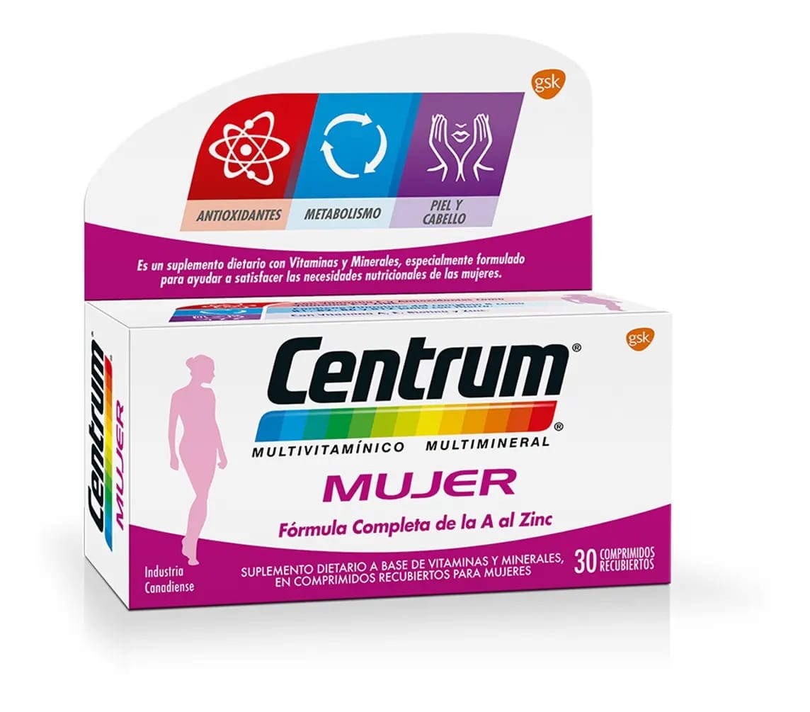 Suplemento multivitamínico multimineral feminino Centrum 30 comprimidos