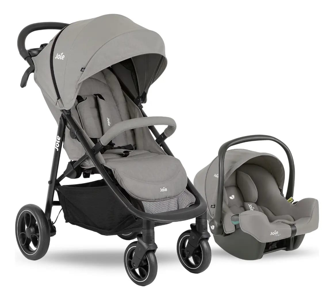 Carrinho de bebê Joie Litetrax Ts com adaptadores de cores Snug Egg e Pèbble, chassi preto
