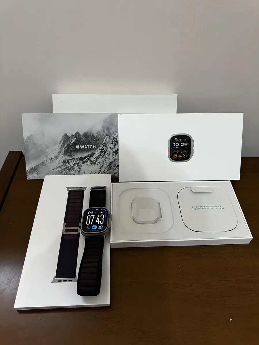 Smartwatch Apple Watch Ultra 2 A2986 Tela De 49mm Com Pulseira De Titânio/poliéster/elastano Cor Índigo Y Caixa Color Titânio