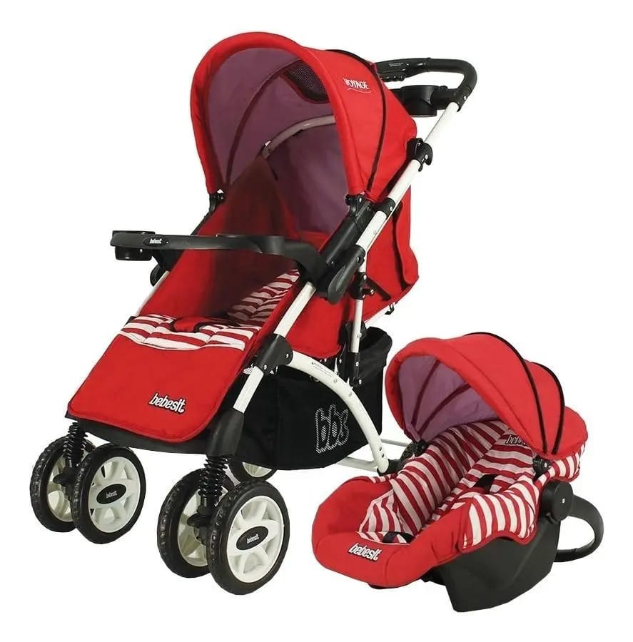 Carrinho de bebê de paseio travel system Bebesit Voyage vermelho e branco