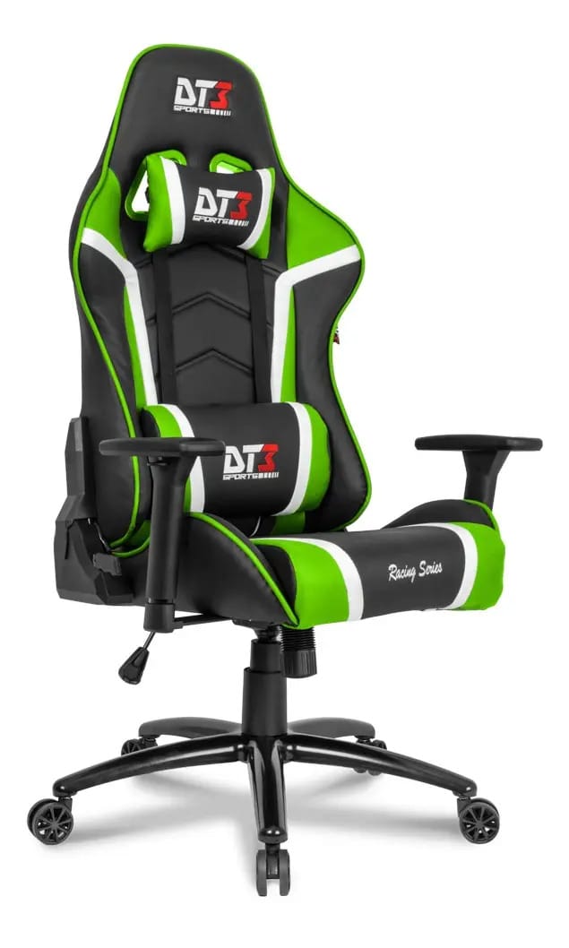 Cadeira de escritório DT3 Módena gamer ergonômica verde com estofado de couro sintético