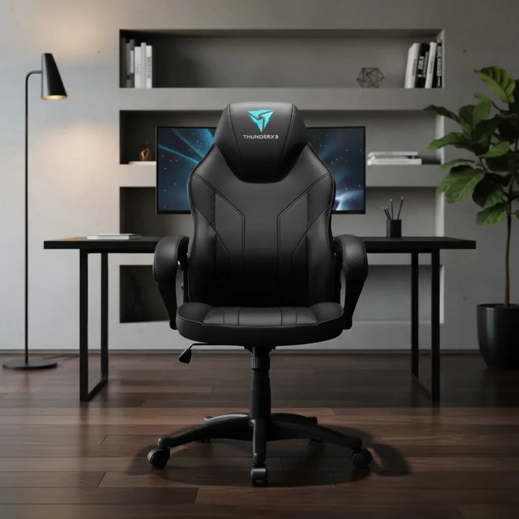 Cadeira Gamer ThunderX3 EC1 Preta Ergonômica em Couro Sintético