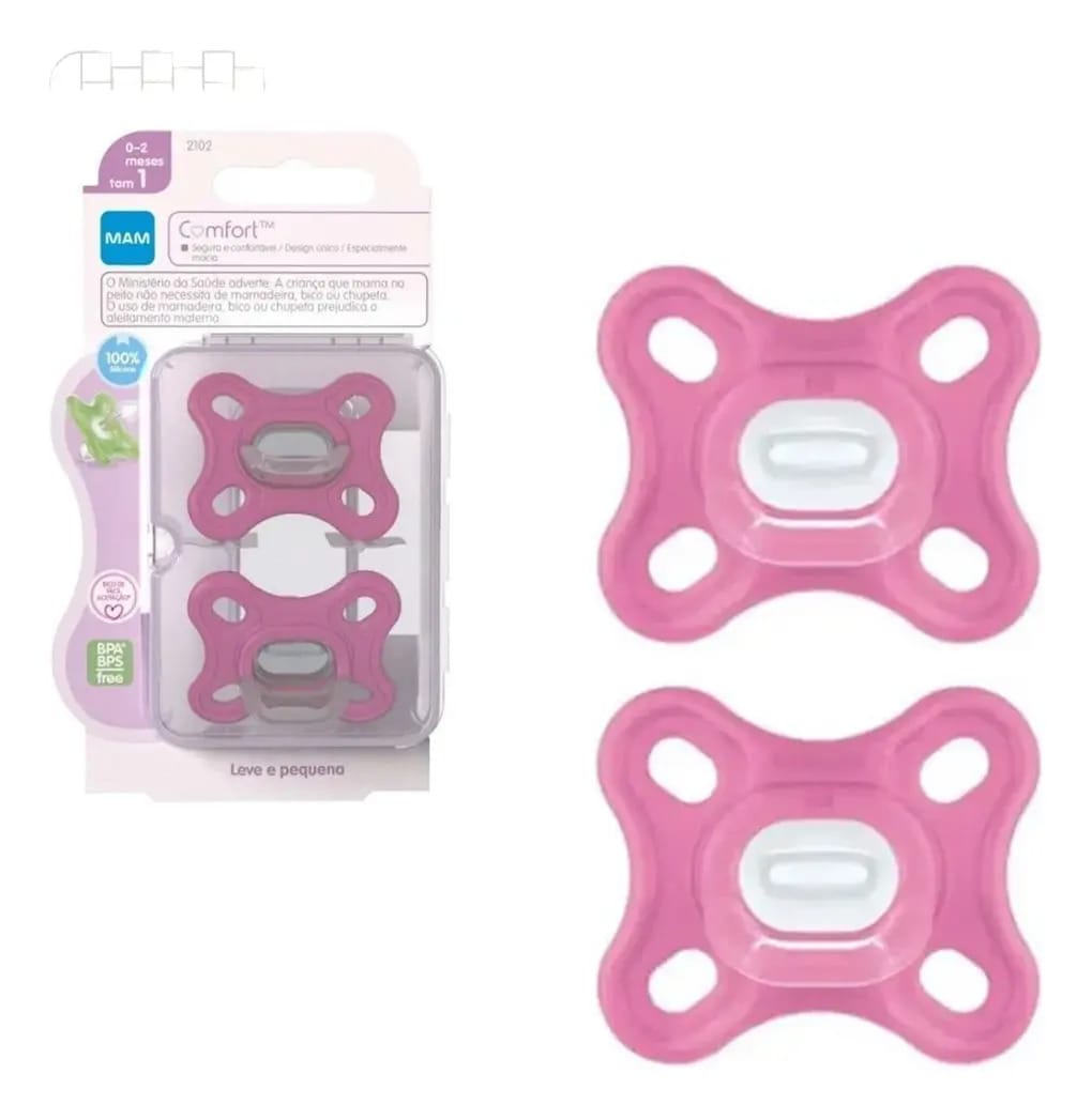 Chupeta Mam Comfort 0-2m Cor Rosa