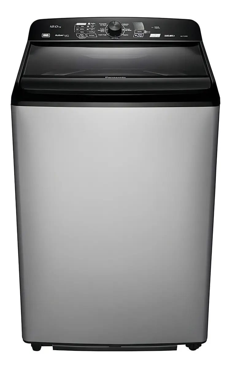 Máquina de lavar automática Panasonic hasta 12kg - cinza/preto