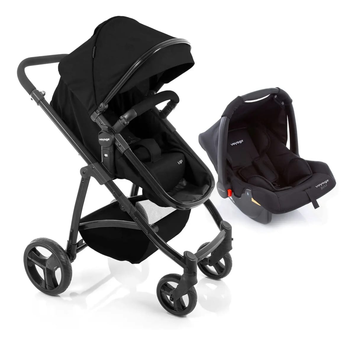 Carrinho De Bebe Travel System Vip Duo Preto Voyage