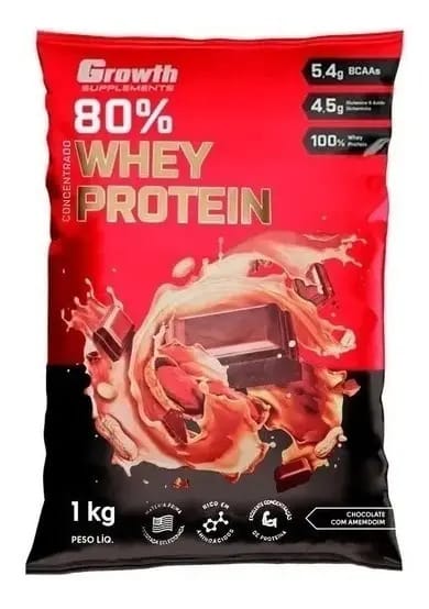 Whey Concentrado 80% Whey Protein - Growth Supplements Sabor Chocolate/Amendoim