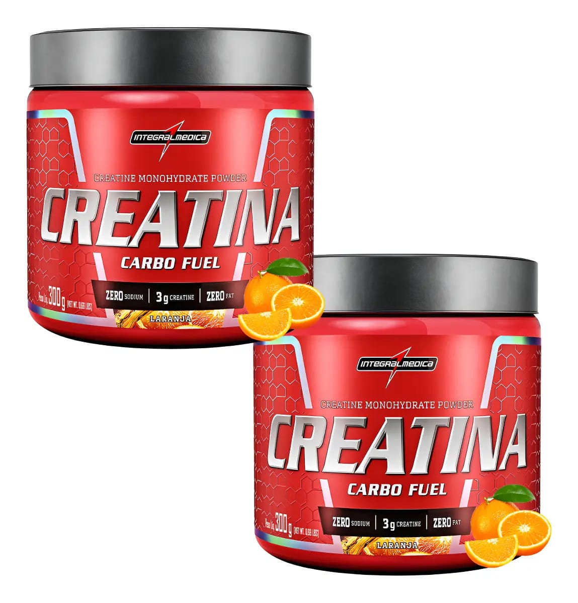 Kit 2x Creatina Monohidratada Carbo Fuel 300g Integralmedica Sabor Laranja