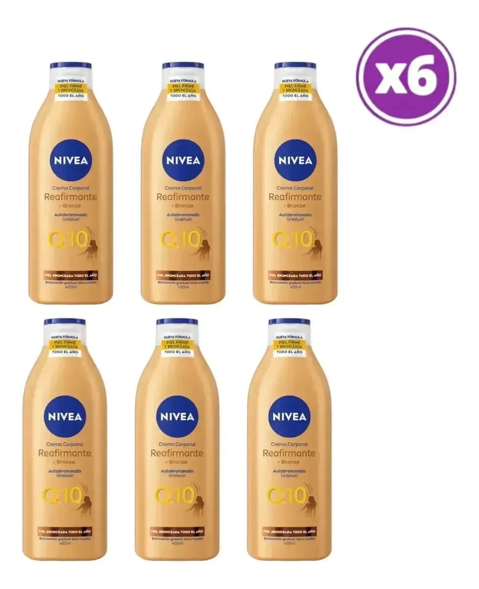 Pacote 06 Creme Corporal Nivea Q10 Refirmante + Bronze 400ml
