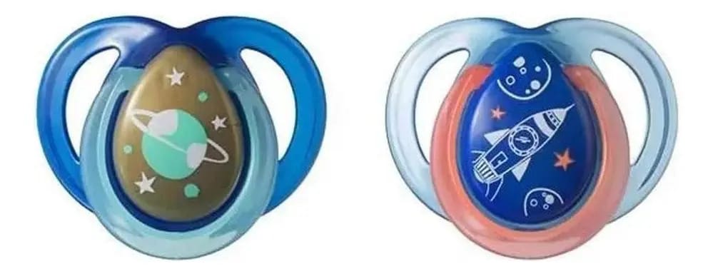 Chupeta Tommee Tippee Night Time Azul - 0 À 6 Meses Pack 2