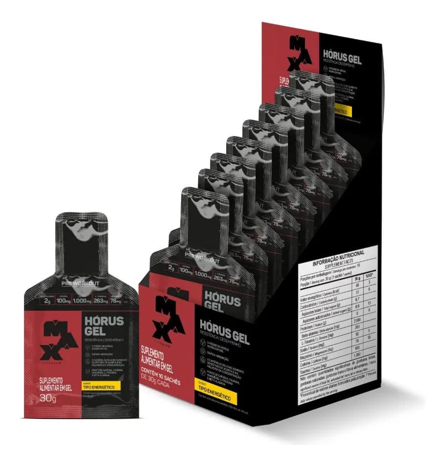 Pré Treino Horus Gel -Com 10 Sachês De 30g Max Titanium