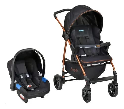 Carrinho De Bebê Travel System Burigotto Ecco Preto Cobre