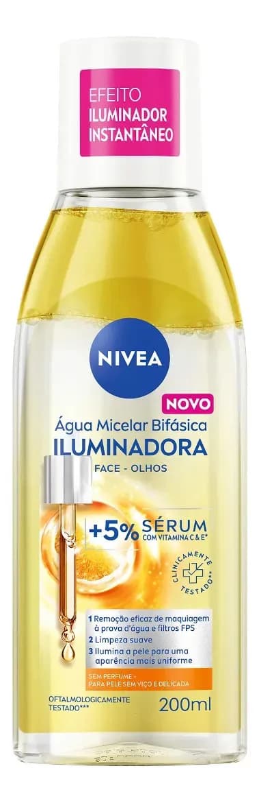 Nivea Água Micelar Bifásica Iluminadora 200ml Todo Tipo De Pele Dia/noite