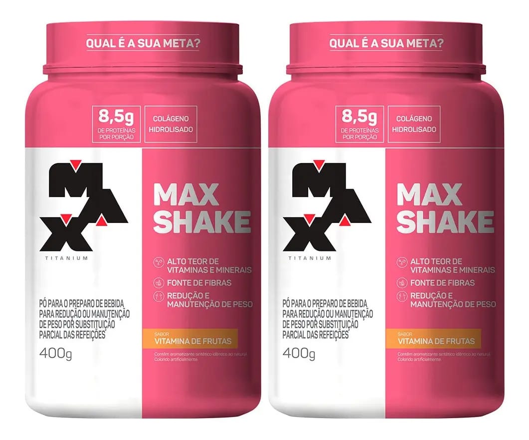 2x Max Shake - 400g Cada - Max Titanium Sabor Vitamina De Frutas