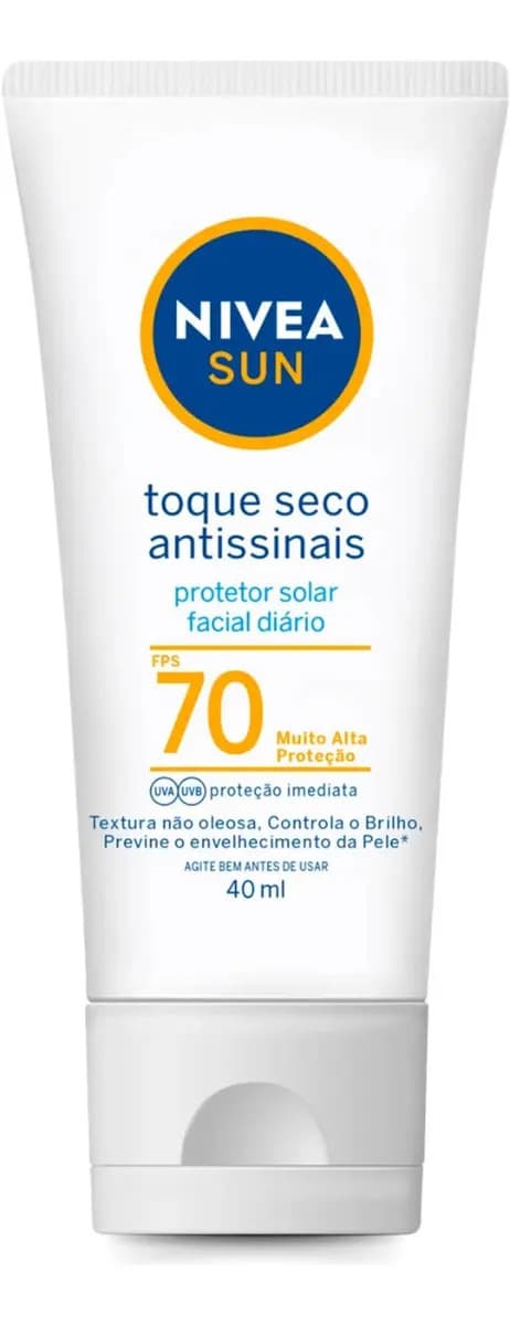 Protetor Solar Nivea Sun Fps 70 Antissinais Toque Seco 40ml