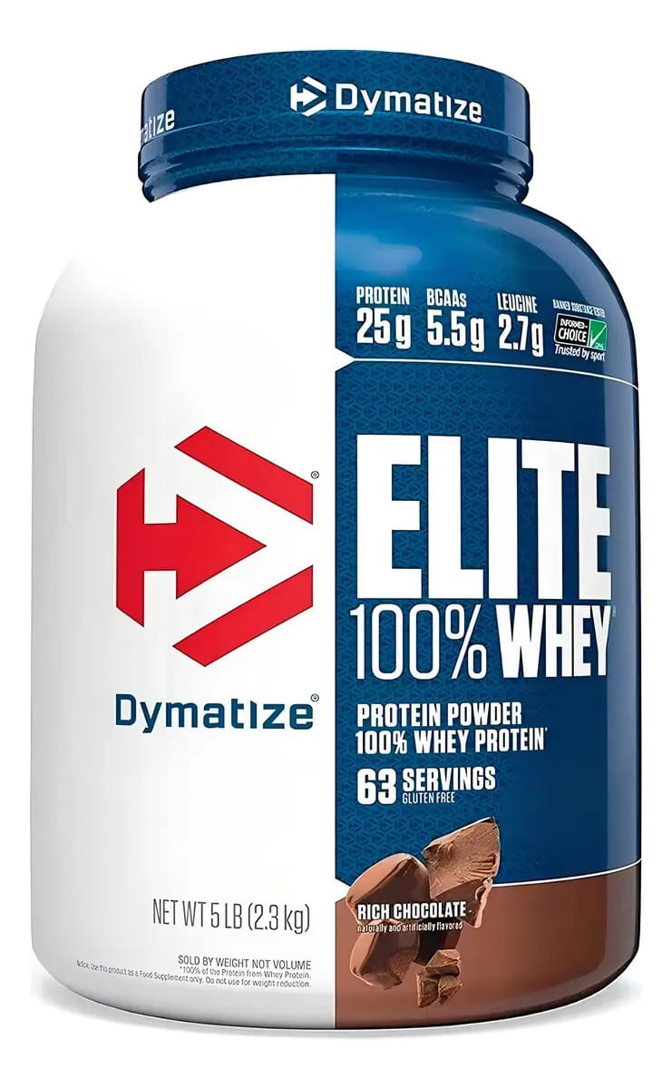 Elite 100% Whey Dymatize Protein 5 libras com sabor de chocolate