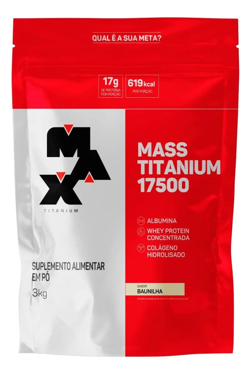 Hipercalórico Mass Titanium 17500 3kg - Max Titanium Sabor Baunilha