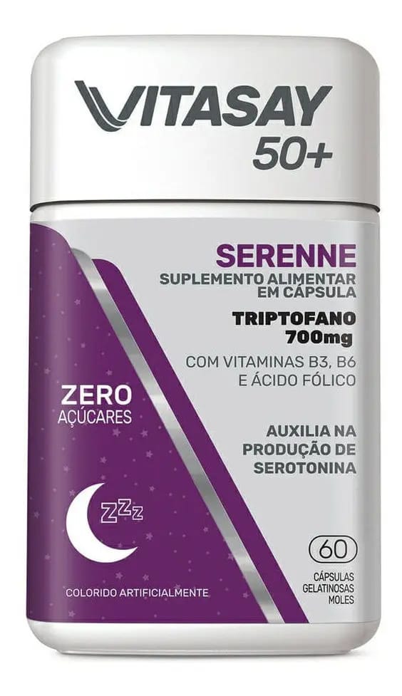 Suplemento Nutricional Vitasay 50+ Serenne 700mg 60 Cápsulas Triptofano Vitaminas