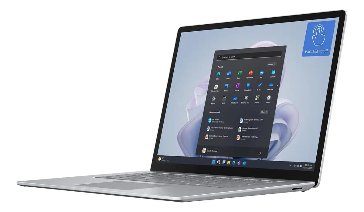 Microsoft Surface Laptop 5 com Tela Touch de 13.5 Polegadas, Processador Intel Core I5, Memória RAM de 8GB e Disco Rígido de 256GB de Estado Sólido. Cor Platina