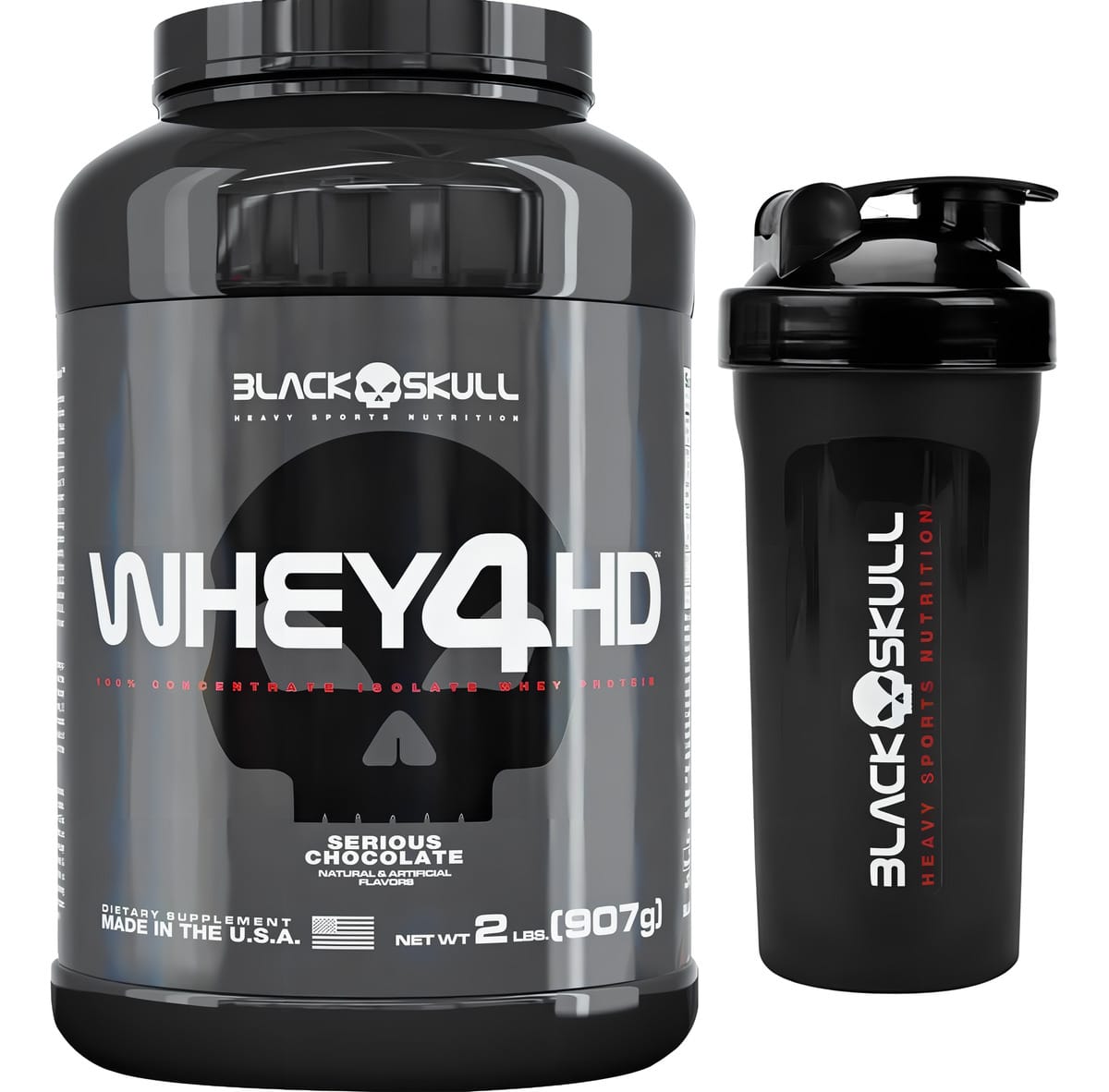 Whey 4hd (907g) - Black Skull + Shaker Sabor Cookies & Cream