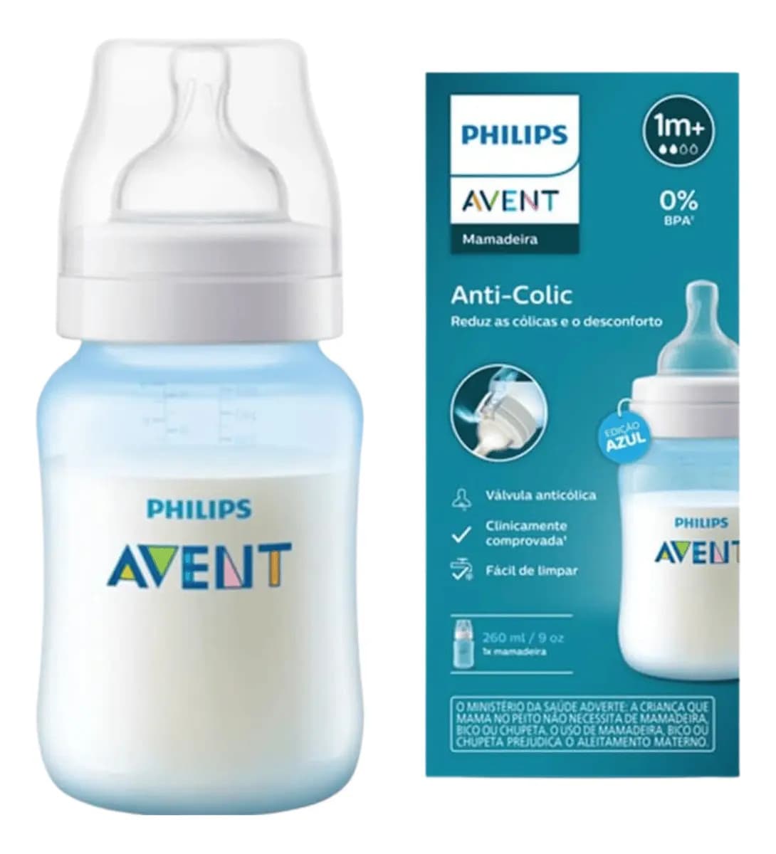 Mamadeira Clássica Anti-colic 260ml Azul Philips Avent