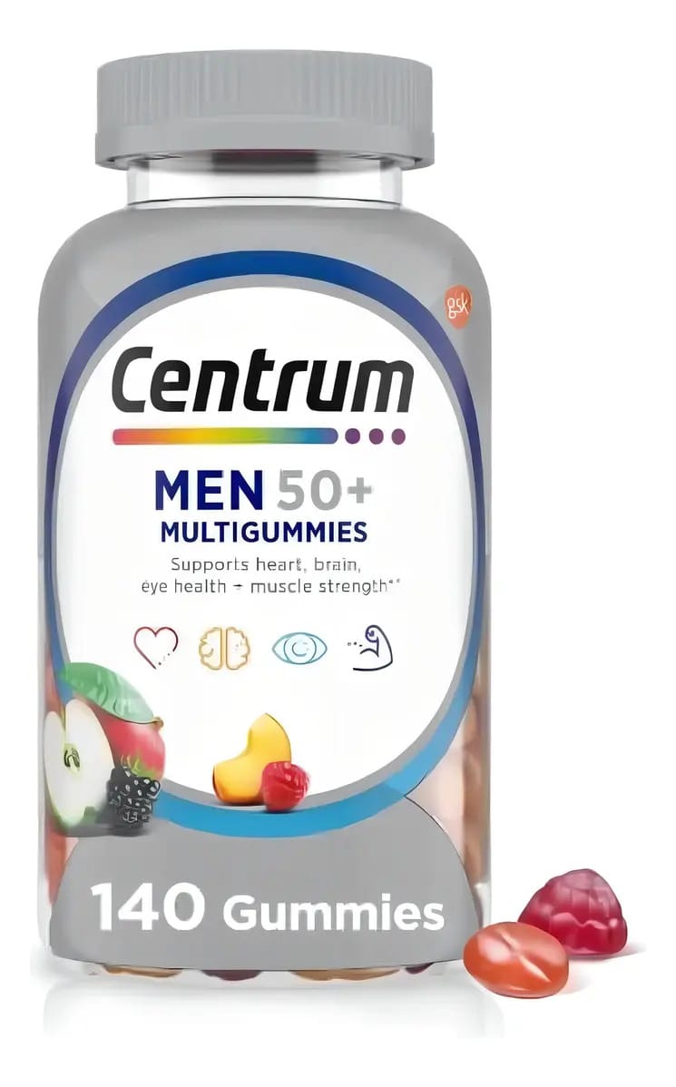 Multivitaminas masculinas Centrum 50+ com 140 gomas de sabor de frutas