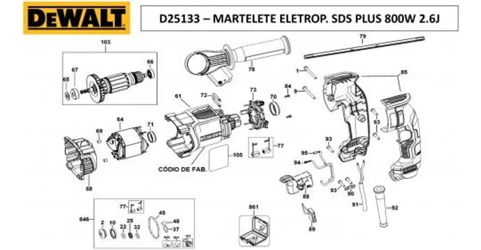 Engrenagem 12 Dentes Para Martelete D25133 Dewalt