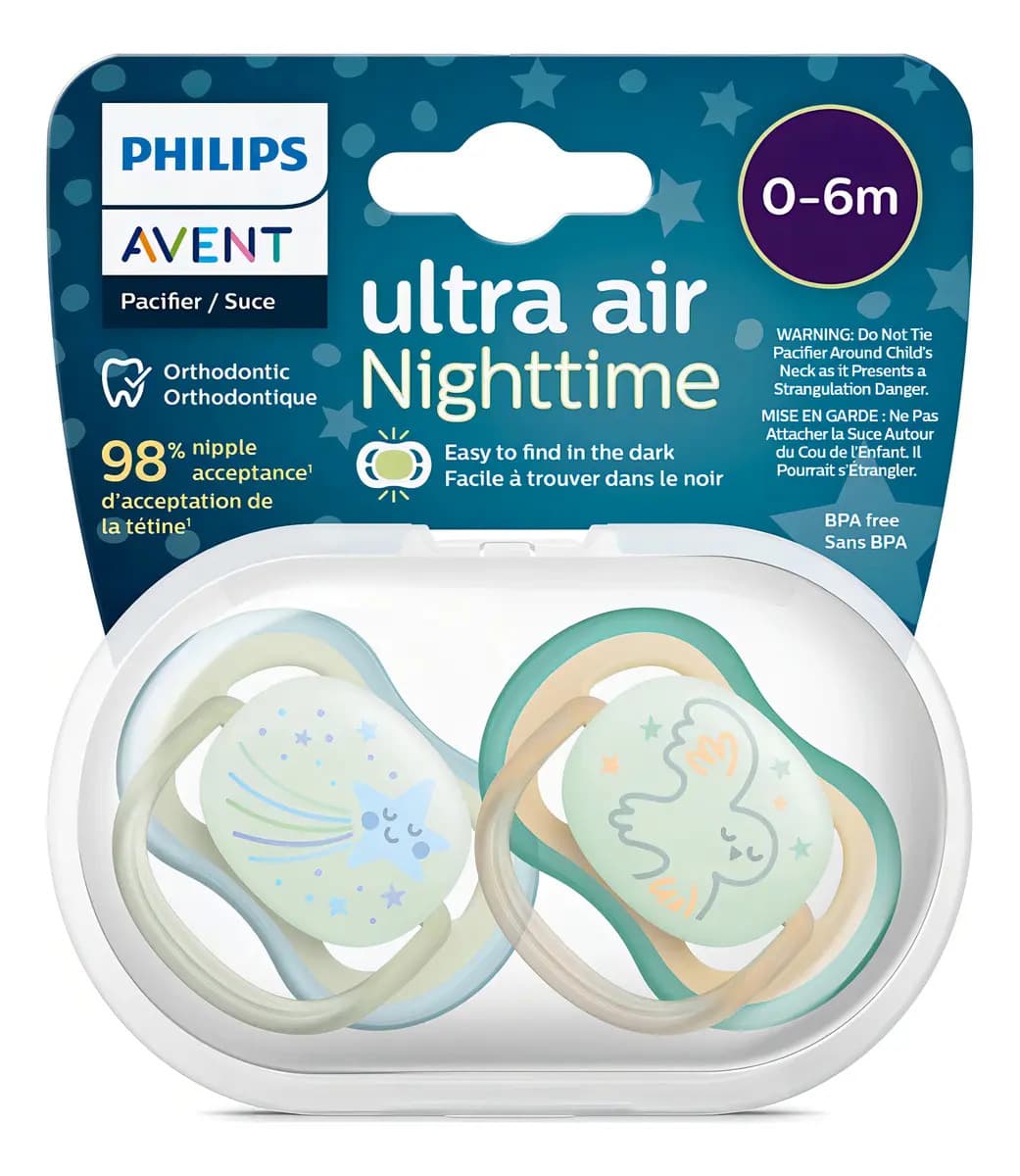 Chupeta Avent Ultra Air Night Time 0-6 Meses Brilha Escuro