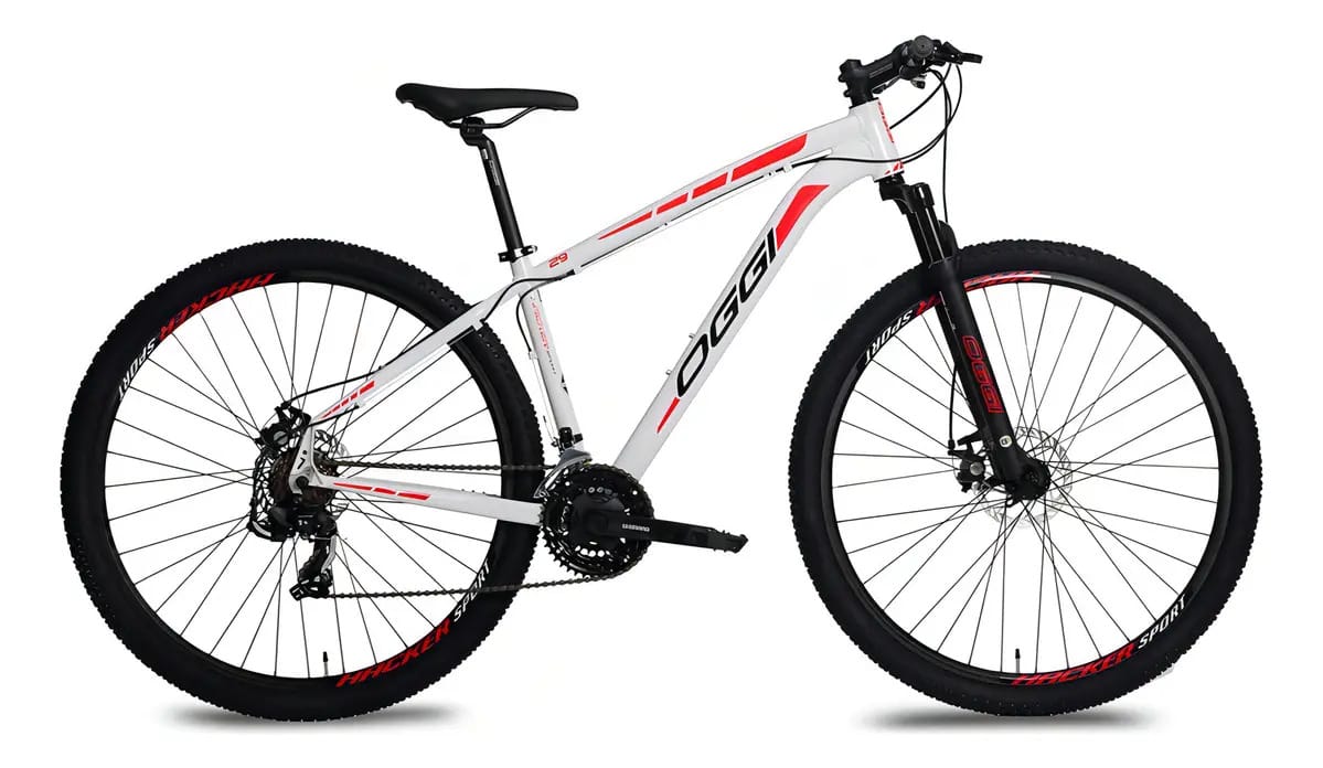 Bicicleta Mtb Oggi Hacker Sport 29 21v Branco/vermelho