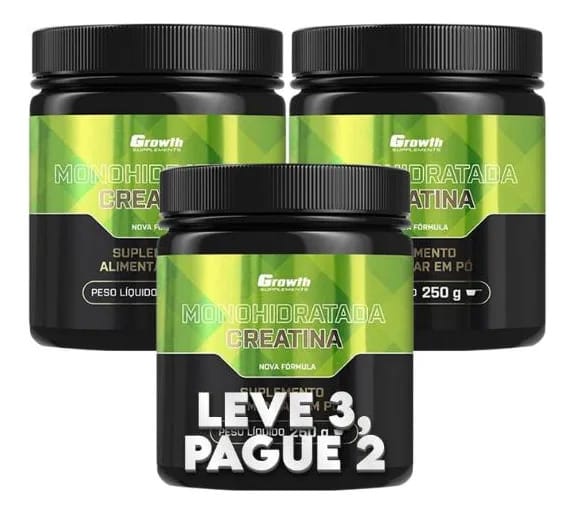 Leve 3 Pague 2 Creatina Growth Supplements 250gr Sem Sabor