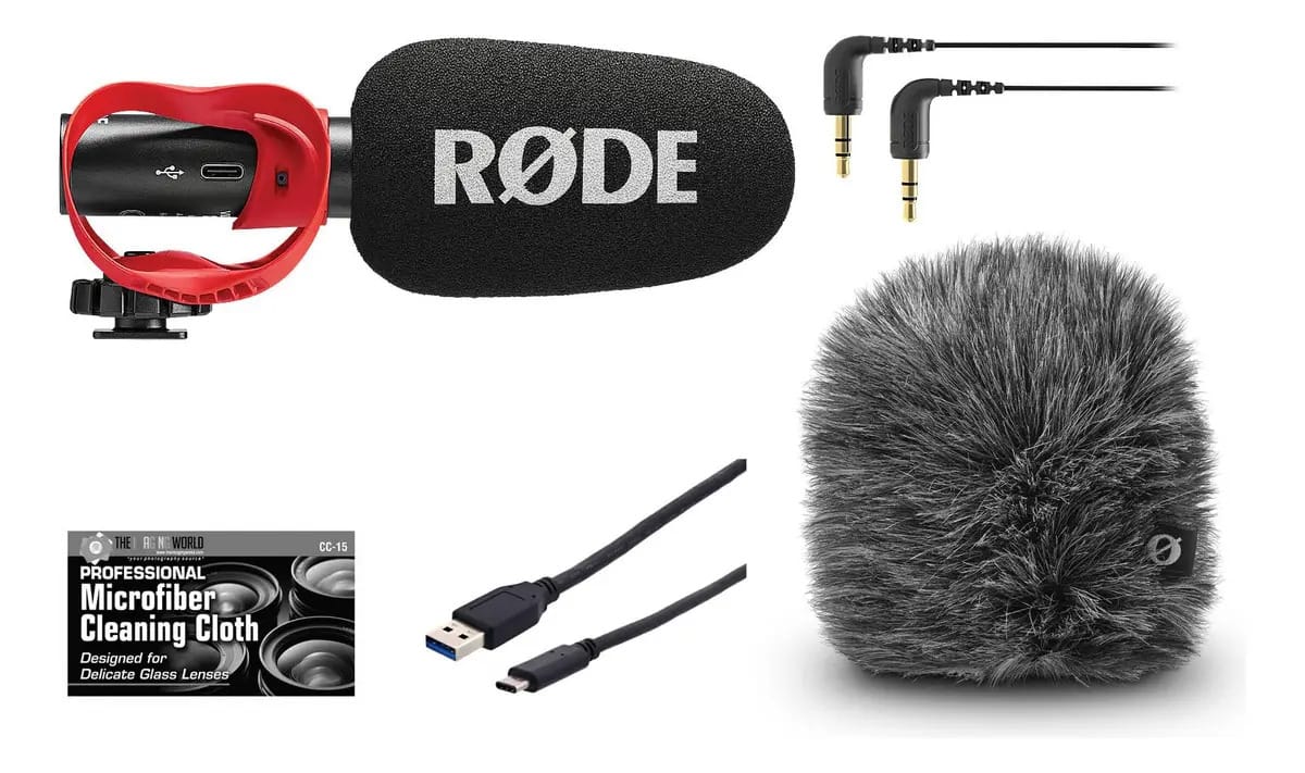 Microfone Rode Videomic Go Ii-H com capas de vento