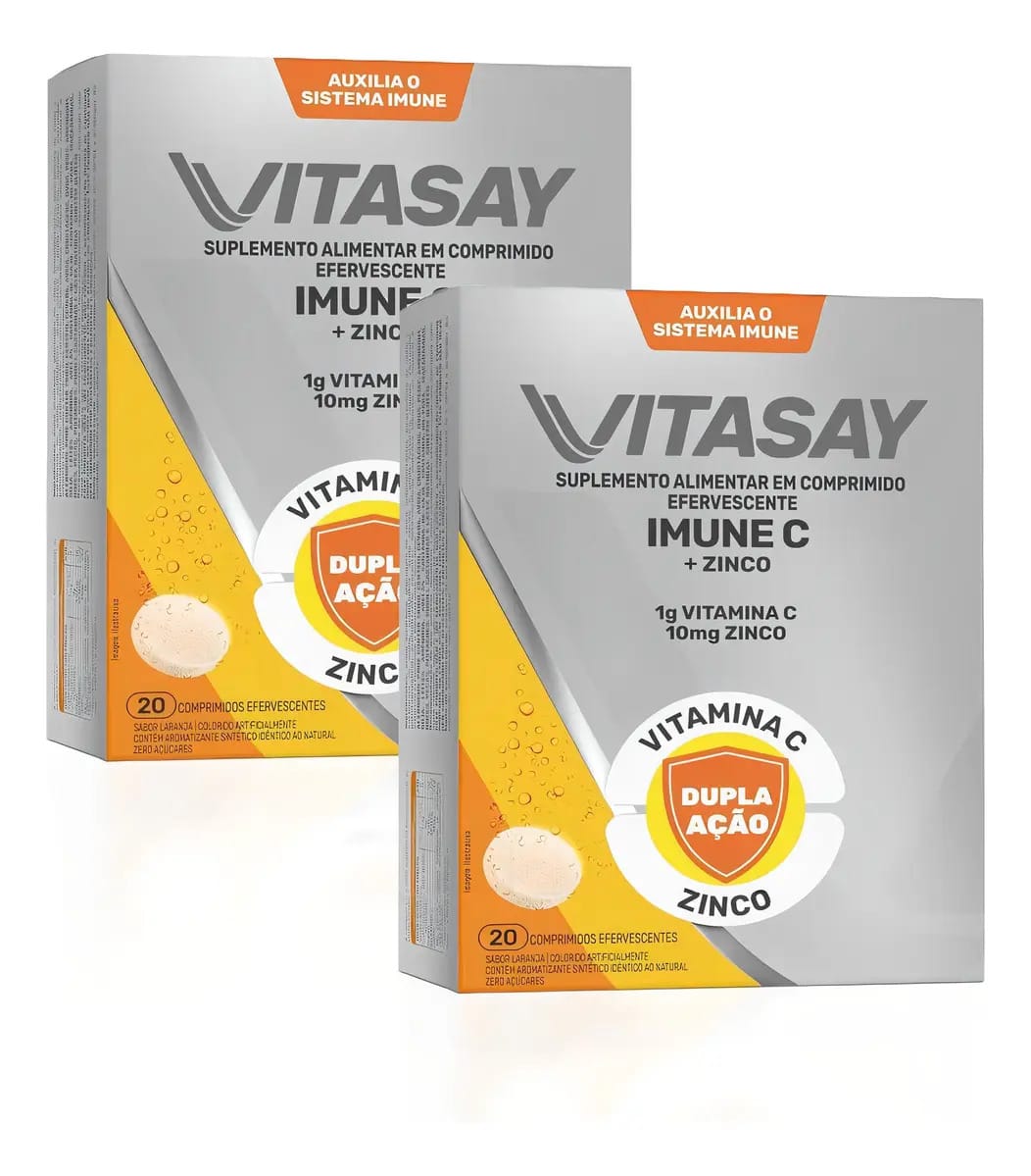Kit C/ 02 Suplemento Vitasay Imune C 20 Compr. Efervescentes