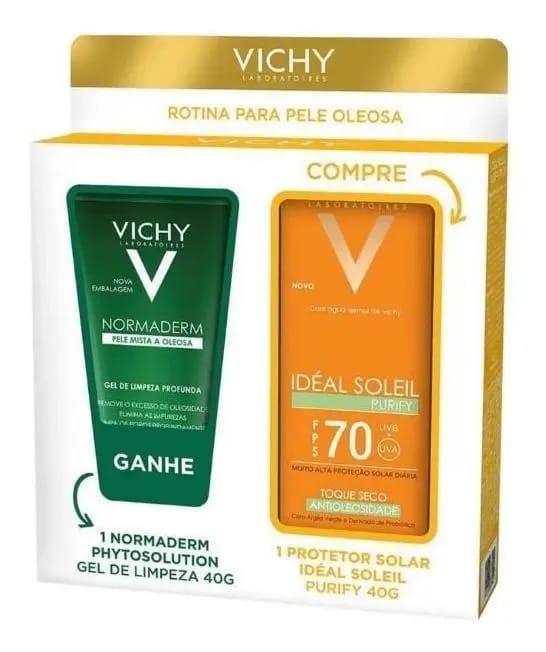 Kit Idéal Soleil Purif Oil Vichy Fps70 40g + Normaderm 40g